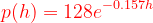 \dpi{120} {\color{Red} p(h)= 128e^{-0.157h}}